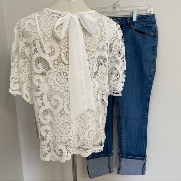 NWT Nanette Lepore Lace Top Marshmallow White Sz Medium - Picture 3 of 6